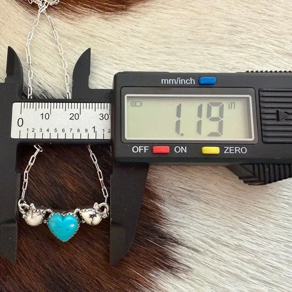 ❤️Kingman Heart Turquoise & Wild Horse Jasper 16+2” Adjustable Sterling Necklace - Picture 15 of 16